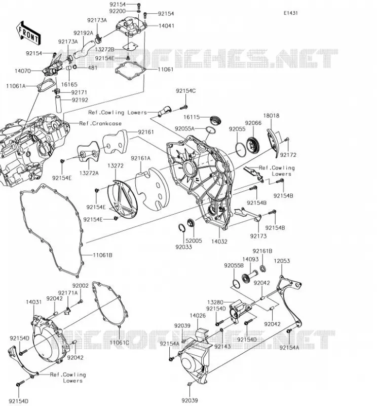 COUVERCLES MOTEUR Kawasaki MOTOS 1000 2018 NINJA H2  ZX1000XJF