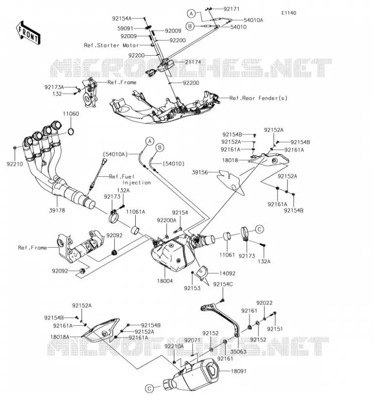 &Eacute;CHAPPEMENT Kawasaki MOTOS 1000 2018 NINJA ZX-10RR  ZX1000ZJF