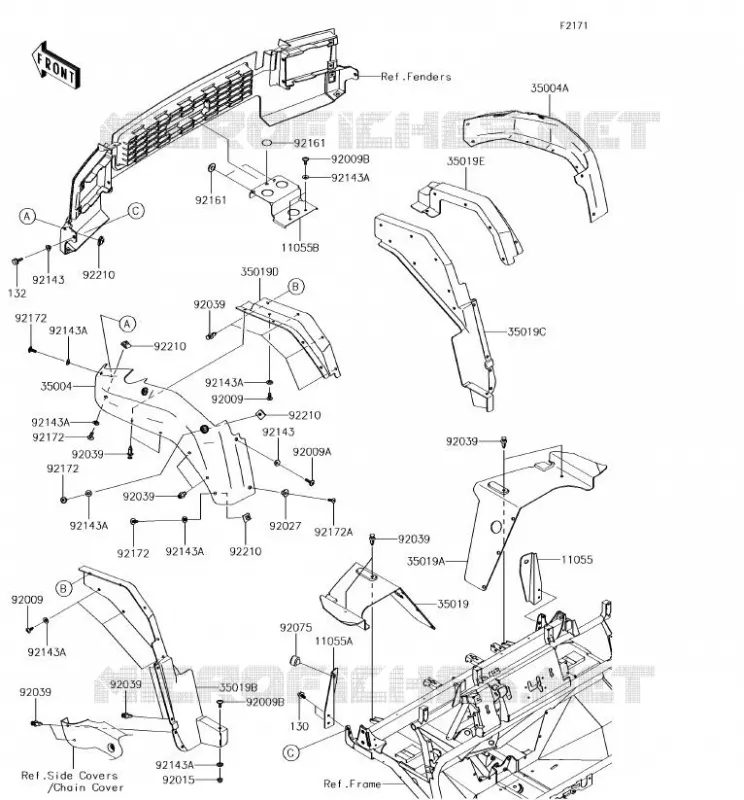GARDE BOUE AVANT Kawasaki SSV 620 2018 MULE 4010 TRANS 4X4  KAF620VJF