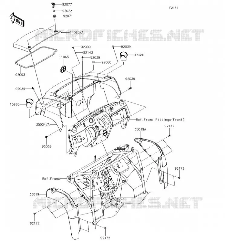 GARDE BOUE AVANT Kawasaki SSV 400 2018 MULE SX  KAF400JJF