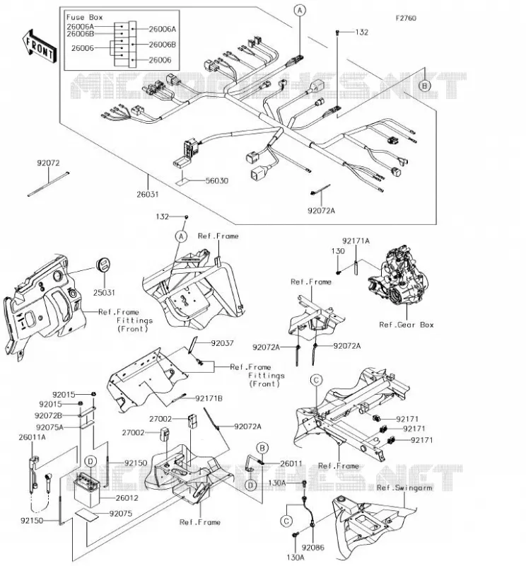 CHASSIS EQUIPMENT ELECTRIQUE Kawasaki SSV 400 2018 MULE SX  KAF400JJF