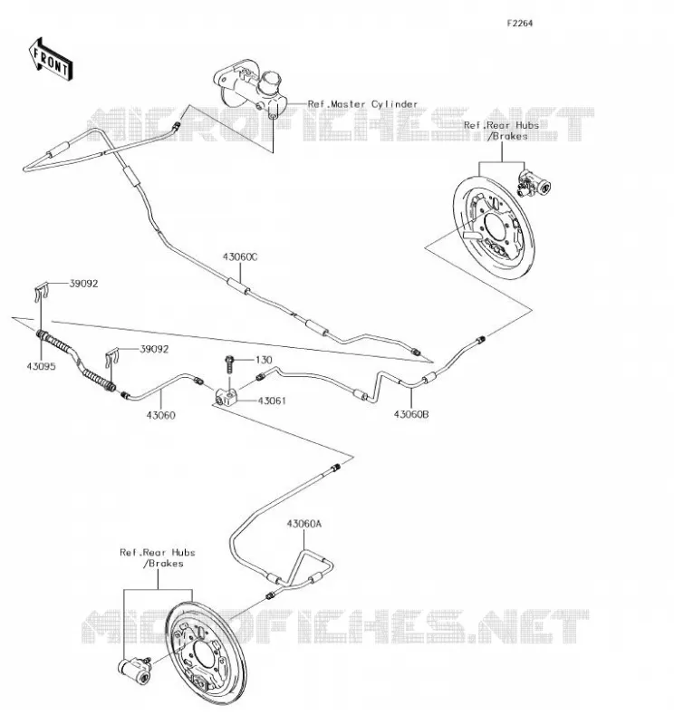 FLEXIBLE DE FREIN ARRIERE Kawasaki SSV 400 2018 MULE SX  KAF400JJF