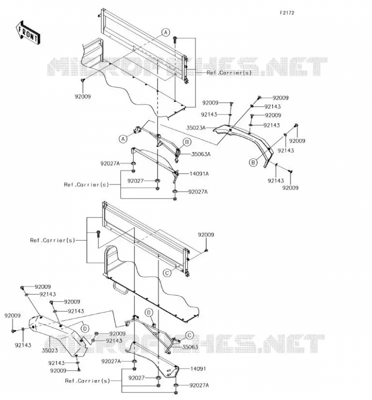 GARDE BOUE ARRI&Egrave;RE Kawasaki SSV 620 2018 MULE 4000  KAF620PJF