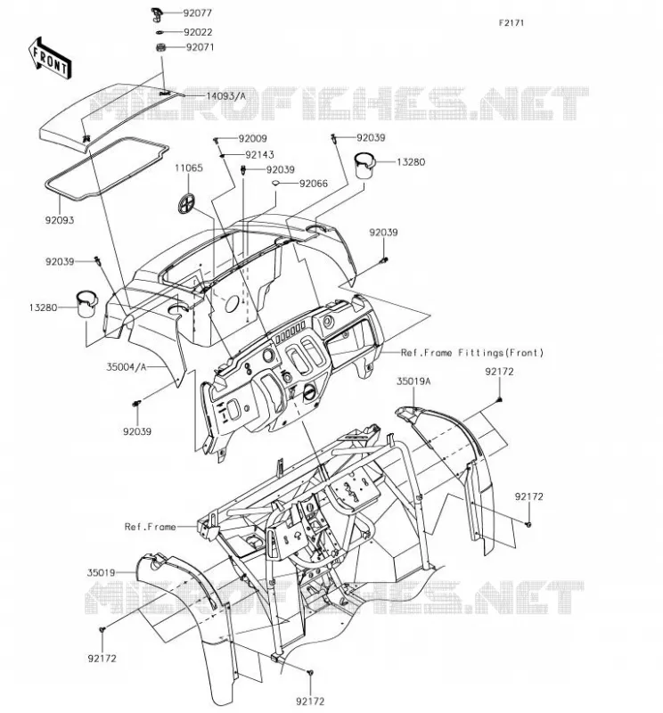 GARDE BOUE AVANT Kawasaki SSV 400 2018 MULE SX  KAF400NJF