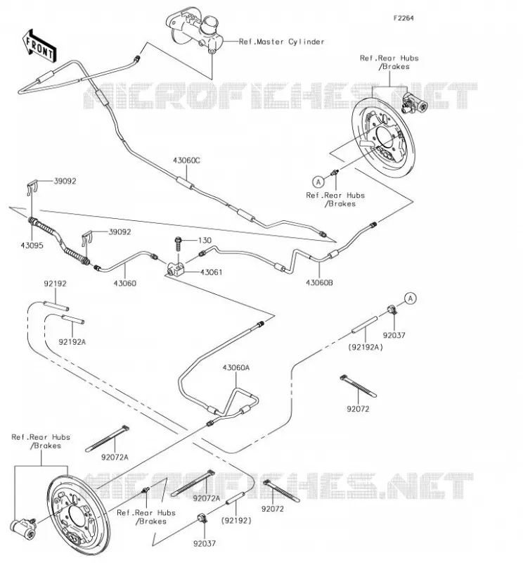 FLEXIBLE DE FREIN ARRIERE Kawasaki SSV 400 2018 MULE SX  KAF400NJF