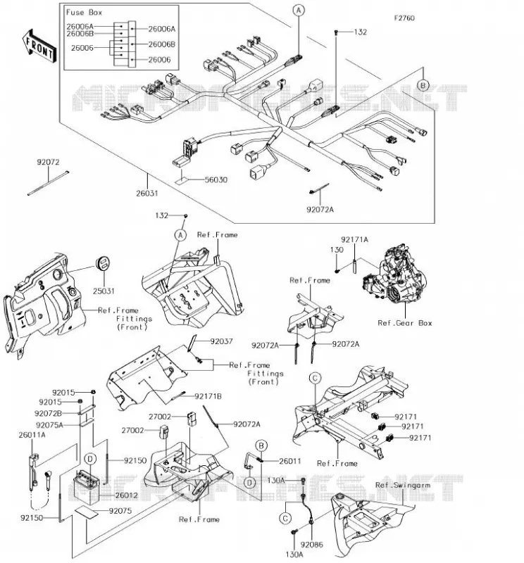 CHASSIS EQUIPMENT ELECTRIQUE Kawasaki SSV 400 2018 MULE SX 4X4  KAF400KJF