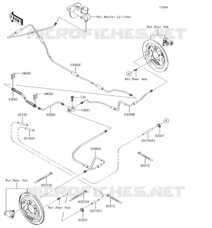 FLEXIBLE DE FREIN ARRIERE Kawasaki SSV 400 2018 MULE SX 4X4  KAF400HJF