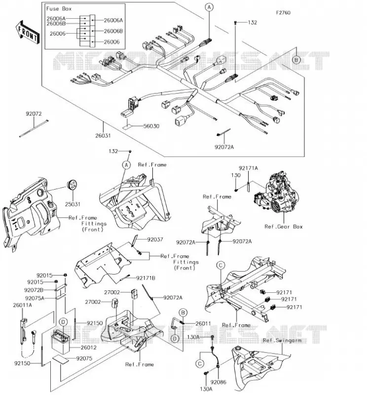 CHASSIS EQUIPMENT ELECTRIQUE Kawasaki SSV 400 2018 MULE SX 4X4  KAF400HJF