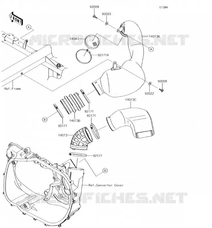 FILTRE A AIR - CONVERTISSEUR Kawasaki SSV 1000 2018 MULE PRO-DX  KAF1000EJF
