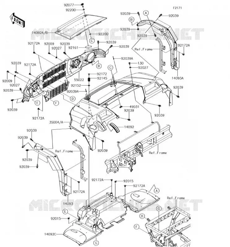 GARDE BOUE AVANT Kawasaki SSV 1000 2018 MULE PRO-DX  KAF1000EJF