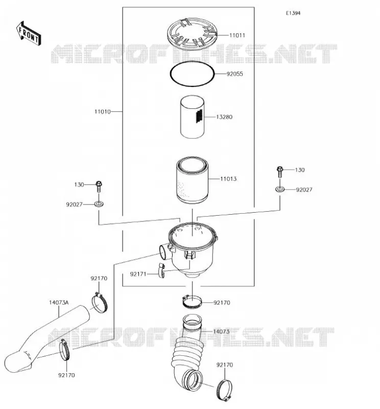 FILTRE A AIR - CONVERTISSEUR Kawasaki SSV 400 2018 MULE SX  KAF400LJF
