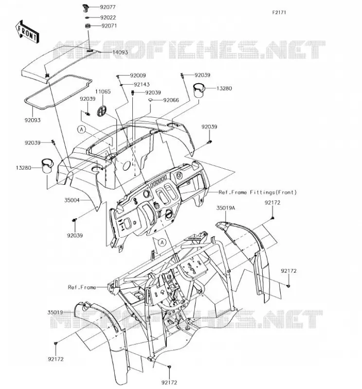 GARDE BOUE AVANT Kawasaki SSV 400 2018 MULE SX  KAF400LJF