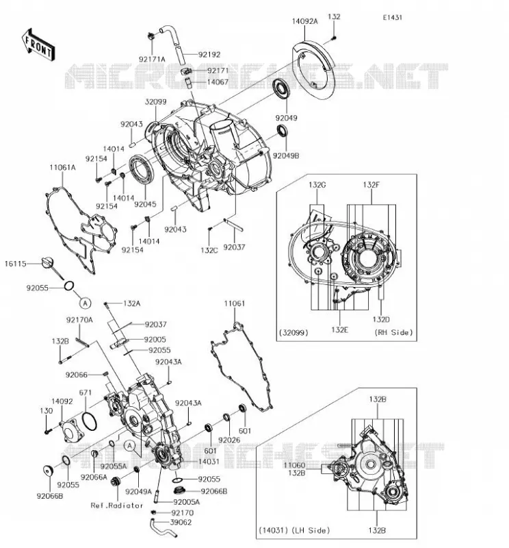 COUVERCLES MOTEUR Kawasaki SSV 800 2018 TERYX  KRF800FJF