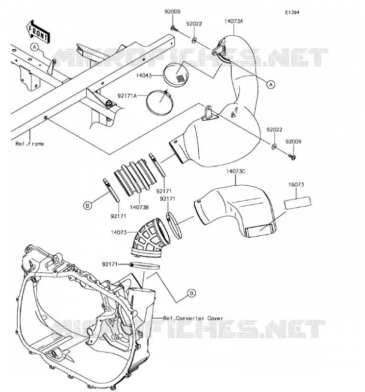 FILTRE A AIR - CONVERTISSEUR Kawasaki SSV 820 2018 MULE PRO-FX  KAF820GJF