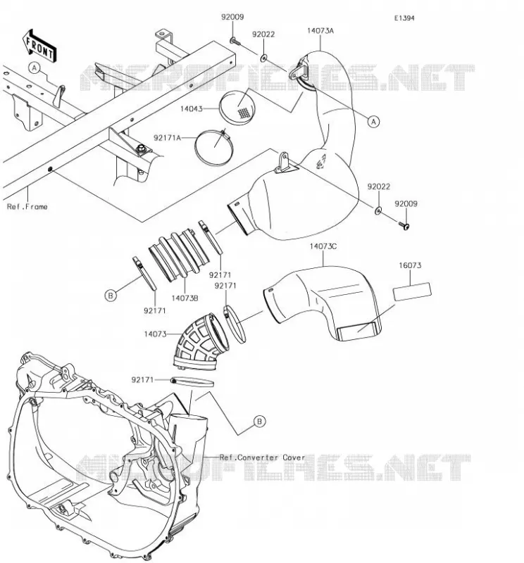 FILTRE A AIR - CONVERTISSEUR Kawasaki SSV 820 2018 MULE PRO-FXR  KAF820KJF
