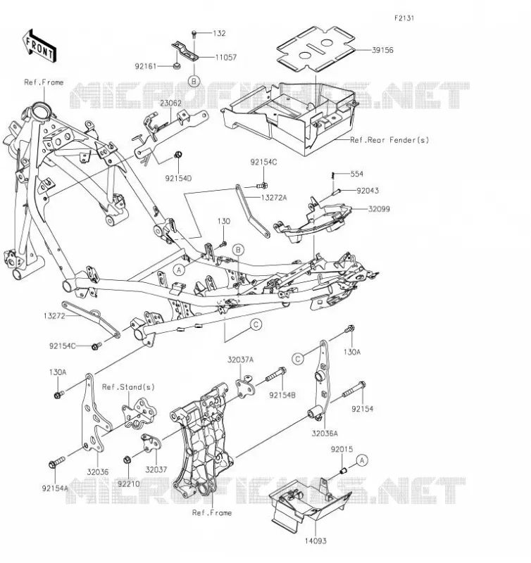 PIECE DE CADRE (COUVERTURE) Kawasaki Motorcycle 400 2019 NINJA 400  EX400GKFB