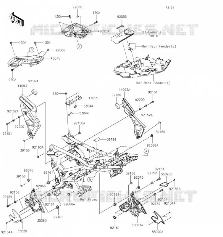 PIECE DE CADRE (COUVERTURE) Kawasaki MOTOS 650 2019 VERSYS 650  KLE650FKFA