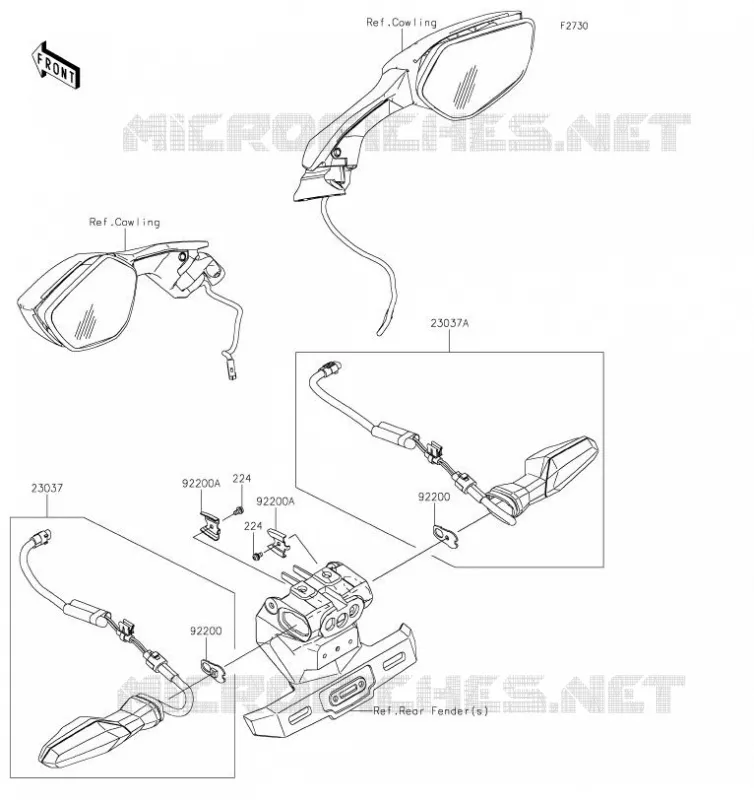 CLIGNOTANTS Kawasaki MOTOS 1000 2019 NINJA H2 SX  ZX1002AKF