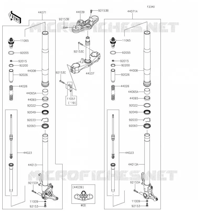 FOURCHE Kawasaki MOTOS 1000 2019 NINJA H2 SX  ZX1002AKF