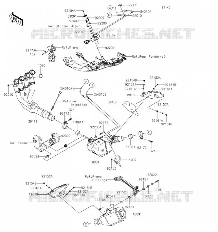 &Eacute;CHAPPEMENT Kawasaki MOTOS 1000 2019 NINJA ZX-10R  ZX1002FKFA