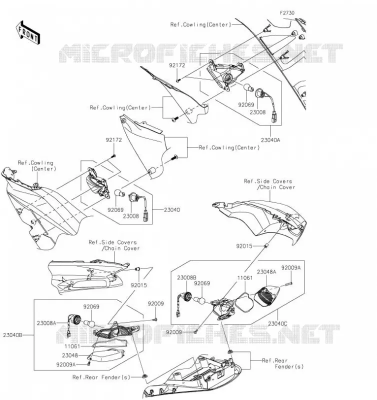 CLIGNOTANTS Kawasaki MOTOS 1400 2019 ZZR1400 PERFORMANCE SPORT  ZX1400JKF