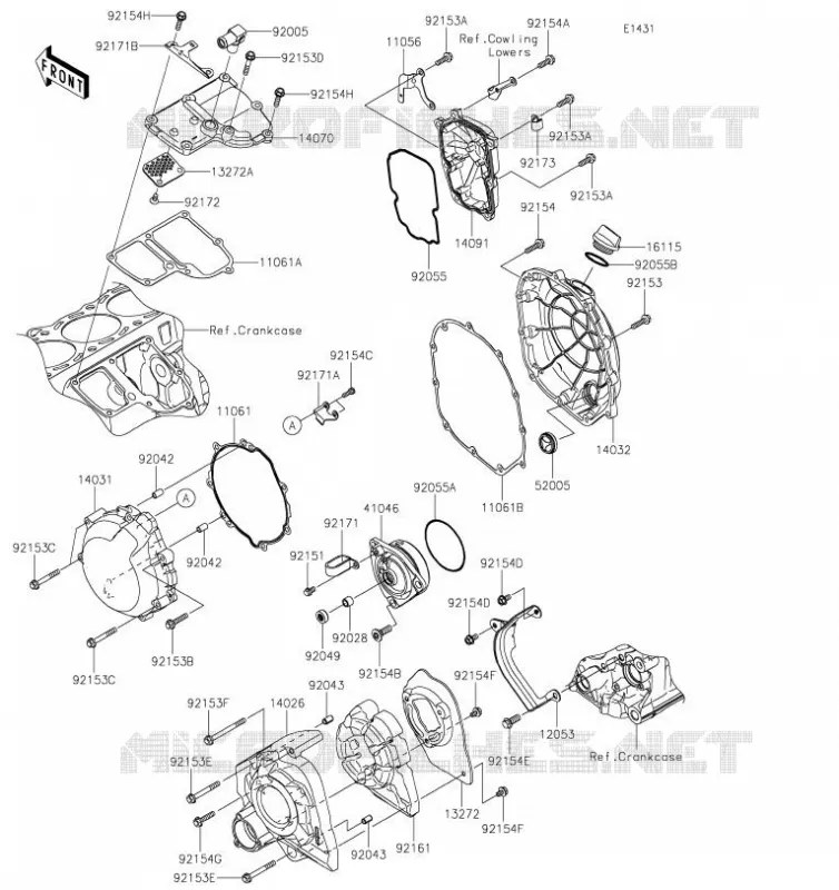 COUVERCLES MOTEUR Kawasaki MOTOS 1400 2019 ZZR1400 PERFORMANCE SPORT  ZX1400JKF