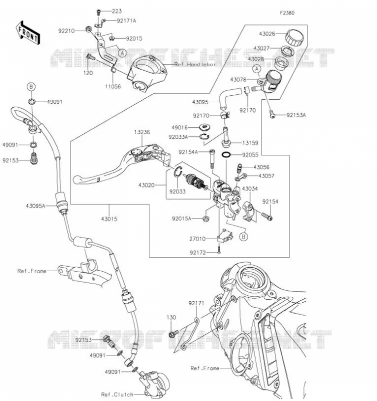 EMBRAYAGE MAITRE CYLINDRE Kawasaki MOTOS 1400 2019 ZZR1400 PERFORMANCE SPORT  ZX1400JKF