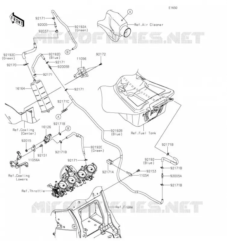 SYSTEME D'EVAPORATION CARBURANT Kawasaki MOTOS 1400 2019 ZZR1400 PERFORMANCE SPORT  ZX1400JKF
