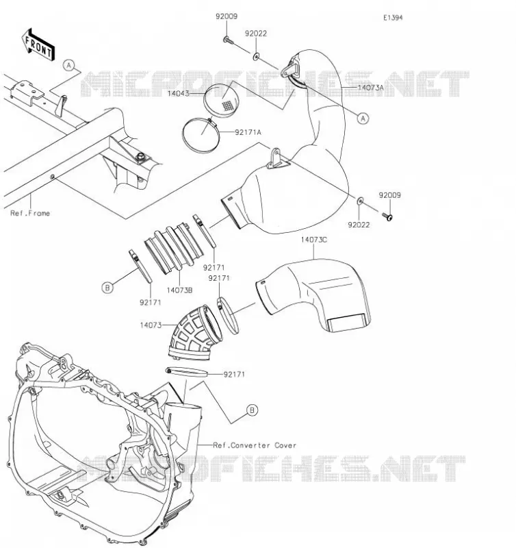 FILTRE A AIR - CONVERTISSEUR Kawasaki SSV 1000 2019 MULE PRO-DXT  KAF1000AKF