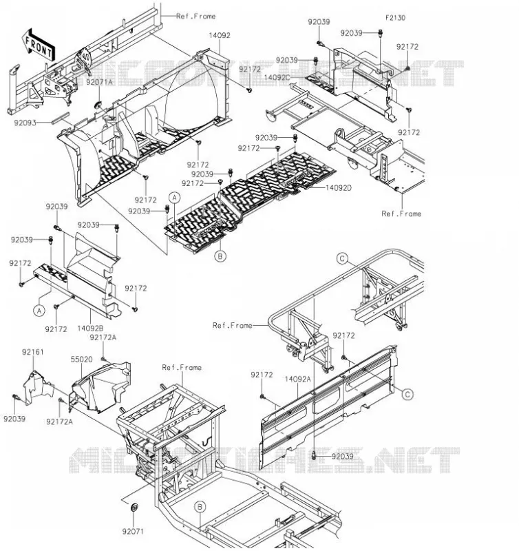 PIECE DE CADRE(AVANT) Kawasaki SSV 1000 2019 MULE PRO-DXT  KAF1000AKF