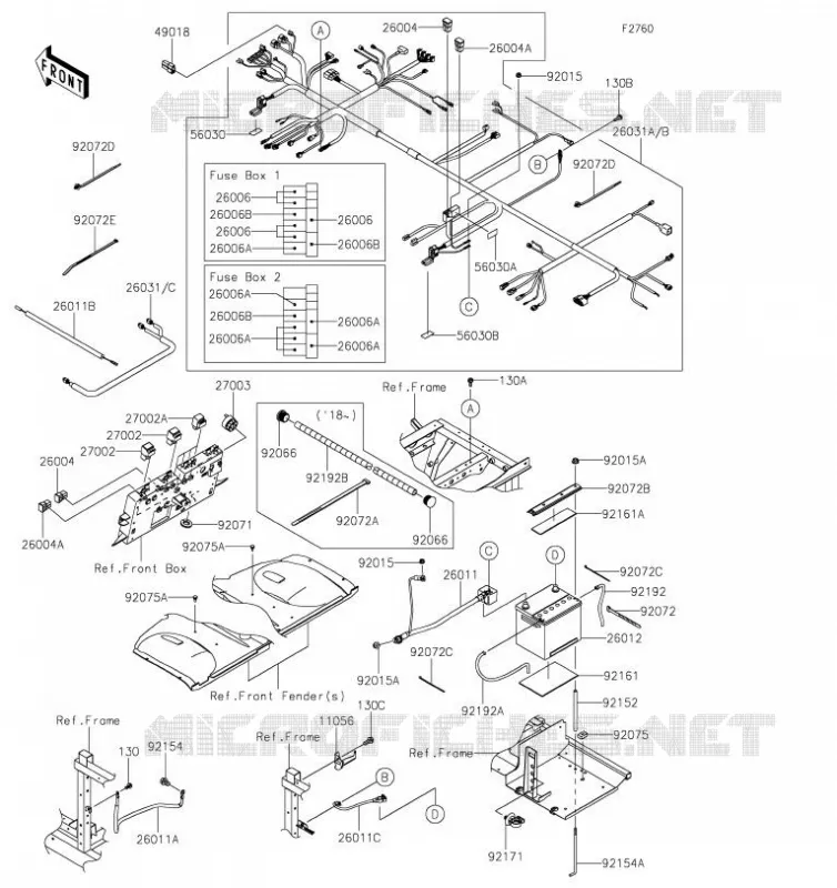 CHASSIS EQUIPMENT ELECTRIQUE Kawasaki SSV 1000 2019 MULE PRO-DXT  KAF1000BKF