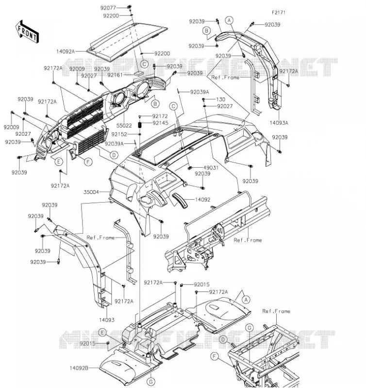 GARDE BOUE AVANT Kawasaki SSV 1000 2019 MULE PRO-DX  KAF1000EKF