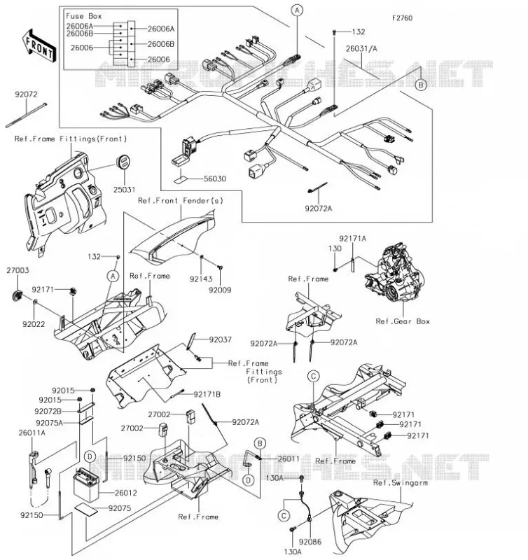 CHASSIS EQUIPMENT ELECTRIQUE Kawasaki SSV 400 2019 MULE SX  KAF400JKF