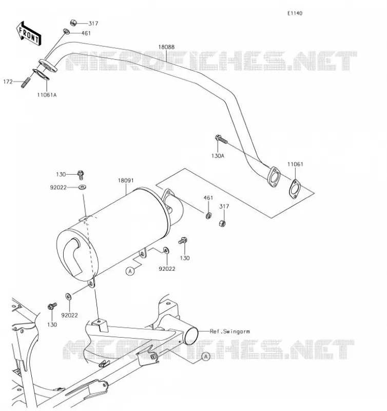 &Eacute;CHAPPEMENT Kawasaki SSV 400 2019 MULE SX  KAF400JKF