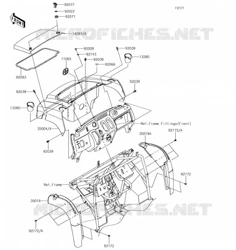 GARDE BOUE AVANT Kawasaki SSV 400 2019 MULE SX  KAF400JKF