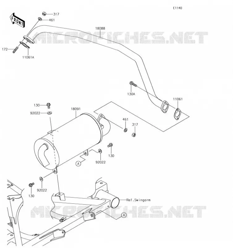&Eacute;CHAPPEMENT Kawasaki SSV 400 2019 MULE SX  KAF400JKF