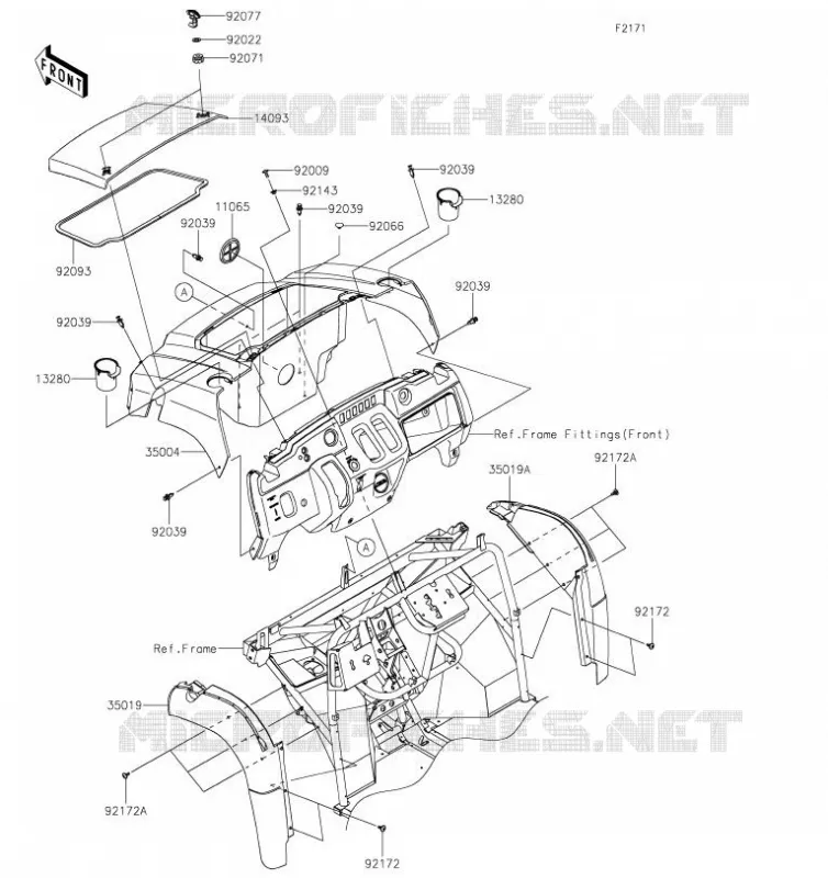 GARDE BOUE AVANT Kawasaki SSV 400 2019 MULE SX  KAF400SKF