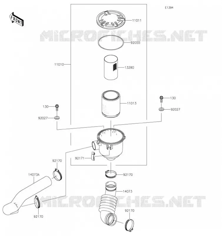 FILTRE A AIR - CONVERTISSEUR Kawasaki SSV 400 2019 MULE SX  KAF400SKS