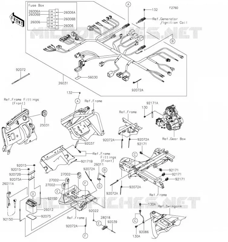 CHASSIS EQUIPMENT ELECTRIQUE Kawasaki SSV 400 2019 MULE SX  KAF400TKS