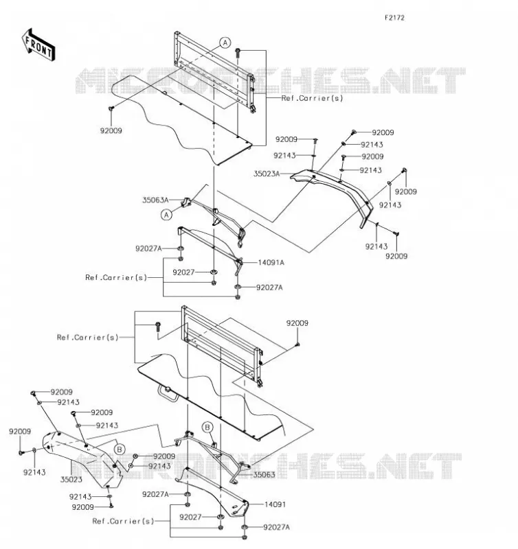 GARDE BOUE ARRI&Egrave;RE Kawasaki SSV 620 2019 MULE 4000 TRANS  KAF620WKF