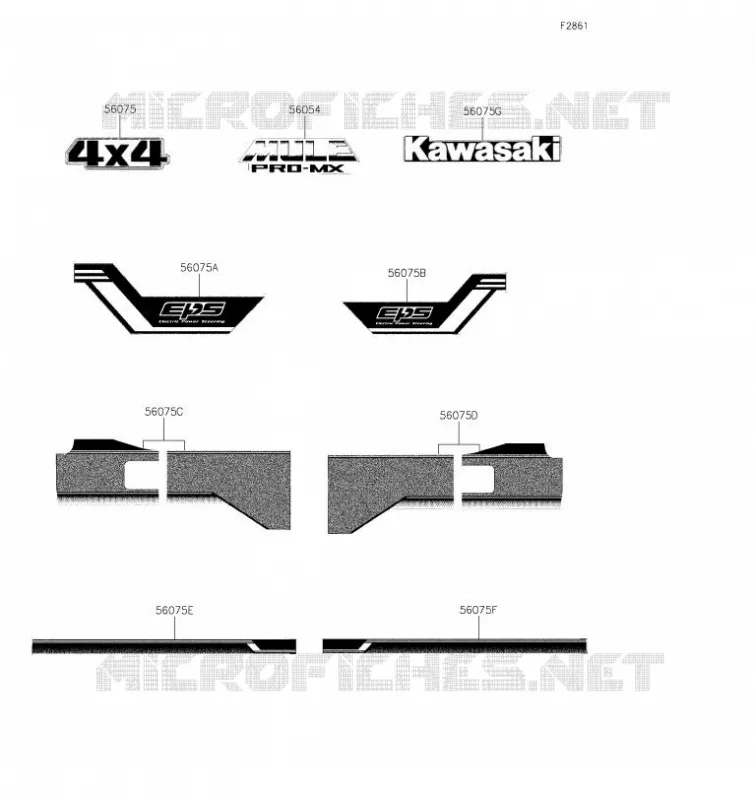 STICKER(WHITE) Kawasaki SSV 700 2019 MULE PRO-MX  KAF700BKF
