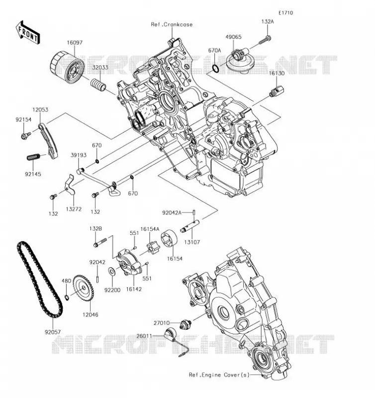 POMPE A HUILE/FILTRE &Agrave; HUILE Kawasaki SSV 800 2019 TERYX 4  KRT800FKF