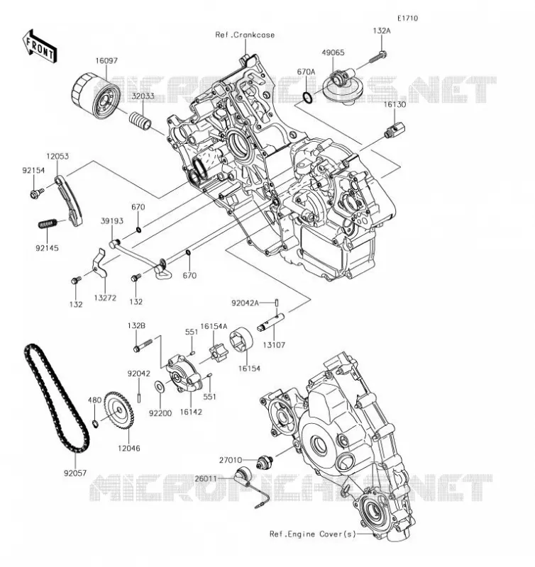 POMPE A HUILE/FILTRE &Agrave; HUILE Kawasaki SSV 800 2019 TERYX 4  KRT800GKF