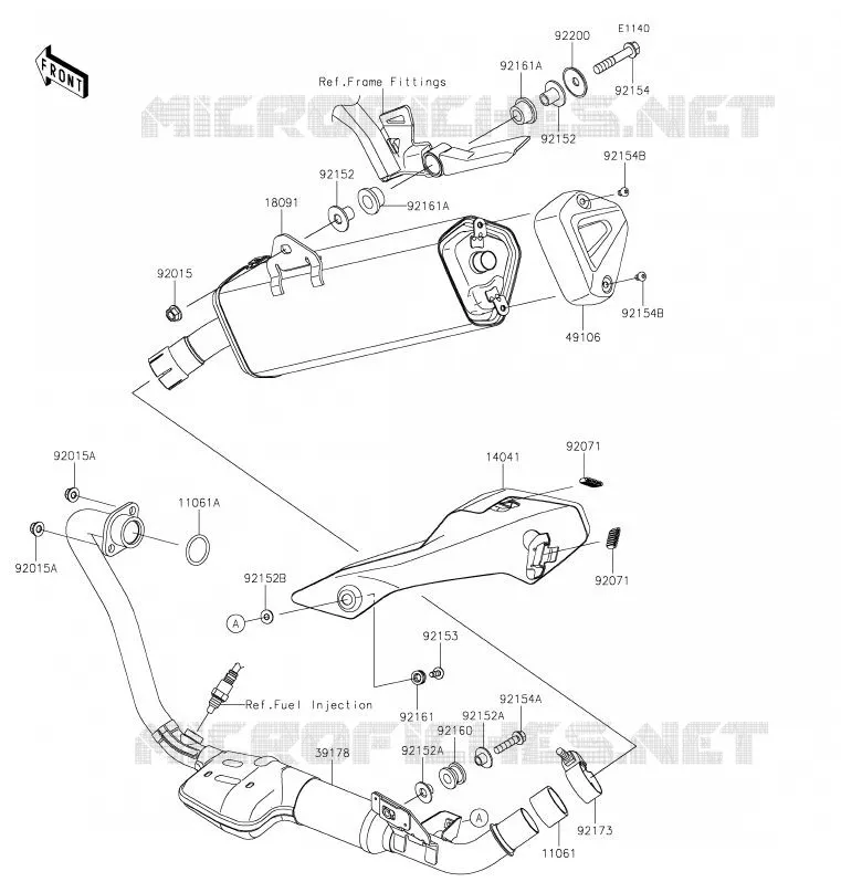 &Eacute;CHAPPEMENT Kawasaki MOTOS 125 2020 NINJA 125  BX125ALF