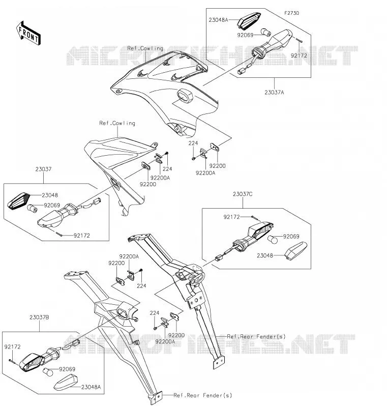 CLIGNOTANTS Kawasaki MOTOS 650 2020 VERSYS 650  KLE650FLF