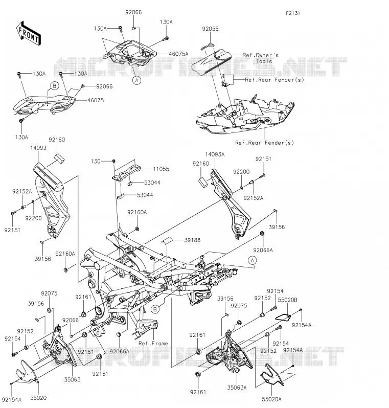 PIECE DE CADRE (COUVERTURE) Kawasaki MOTOS 650 2020 VERSYS 650  KLE650FLF