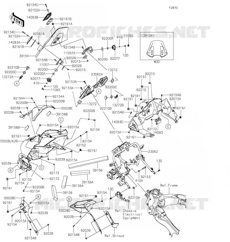 CARENAGE(SUPERIEUR) Kawasaki MOTOS 1000 2020 VERSYS 1000  KLZ1000CLF