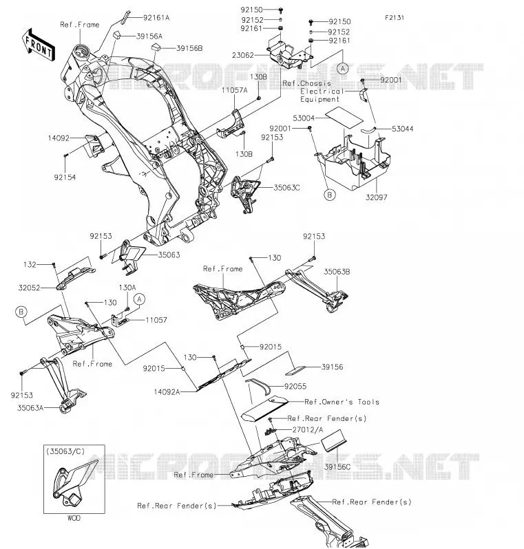 PIECE DE CADRE (COUVERTURE) Kawasaki MOTOS 1000 2020 Z1000  ZR1000HLF