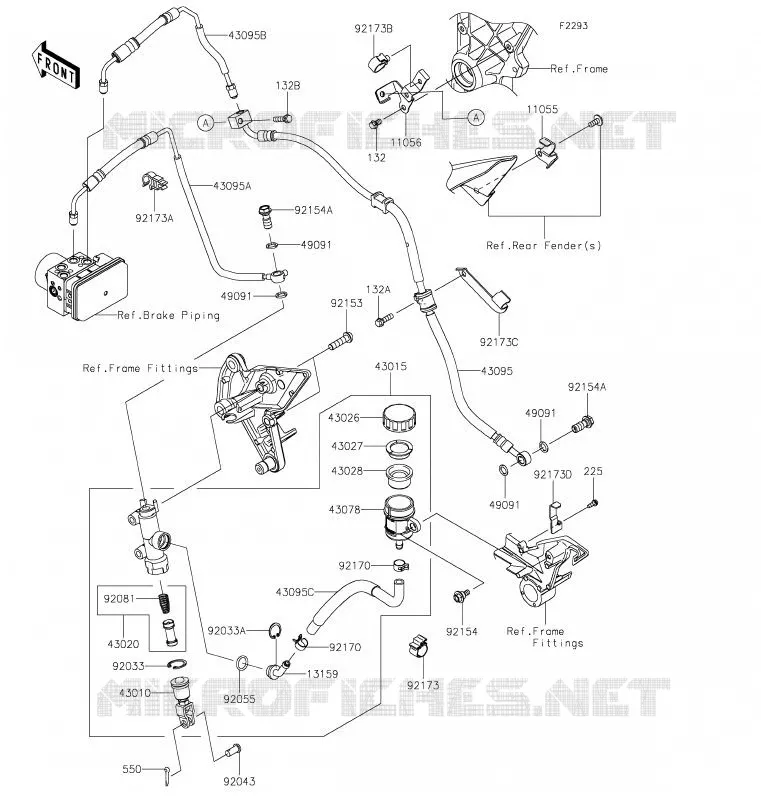 MAITRE CYLINDRE ARRI&Egrave;RE Kawasaki MOTOS 1000 2020 Z1000 R EDITION  ZR1000JLF