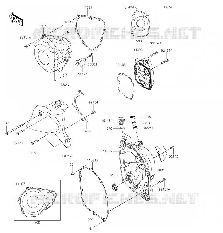 COUVERCLES MOTEUR Kawasaki MOTOS 900 2020 Z900RS  ZR900CLF